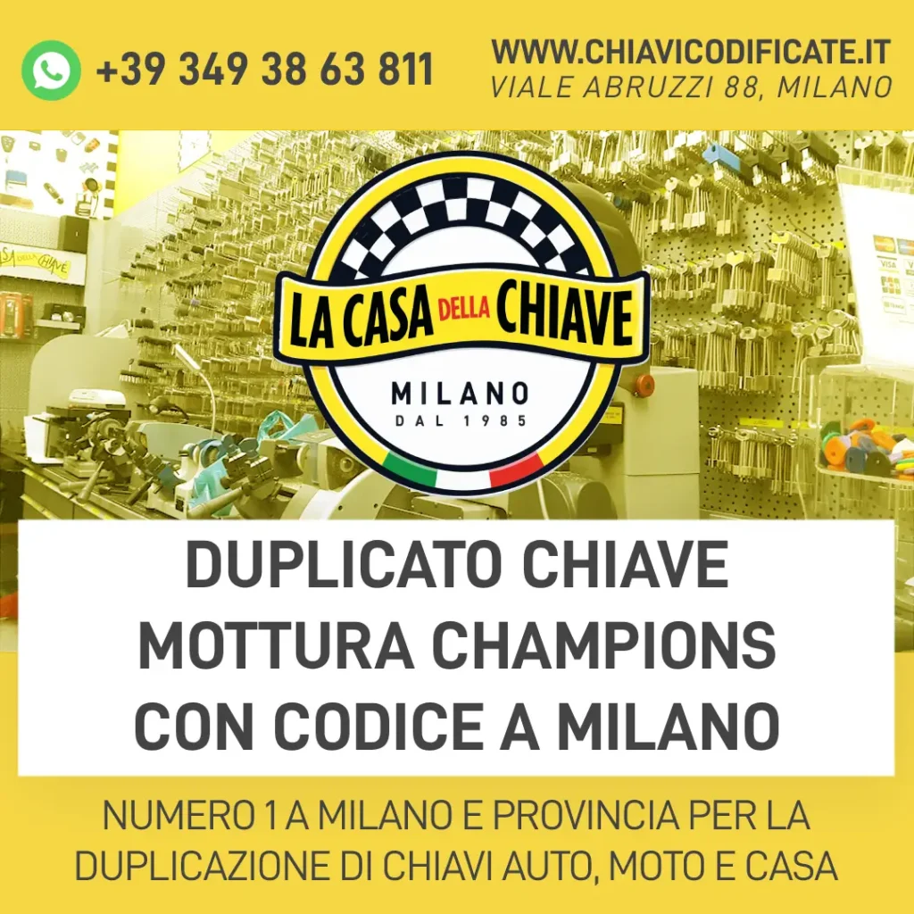 Duplicato chiave Mottura Champions con codice a Milano
