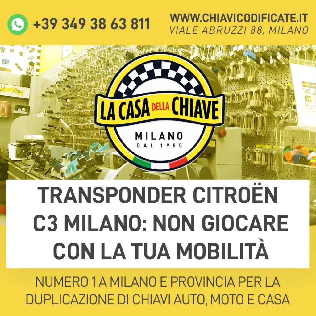 Transponder Citroën C3 Milano: Non Giocare con la Tua Mobilità