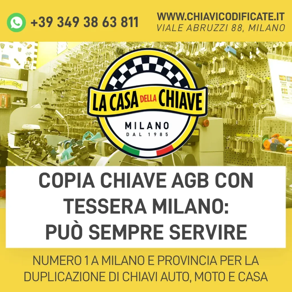 Copia chiave AGB con tessera Milano: può sempre servire