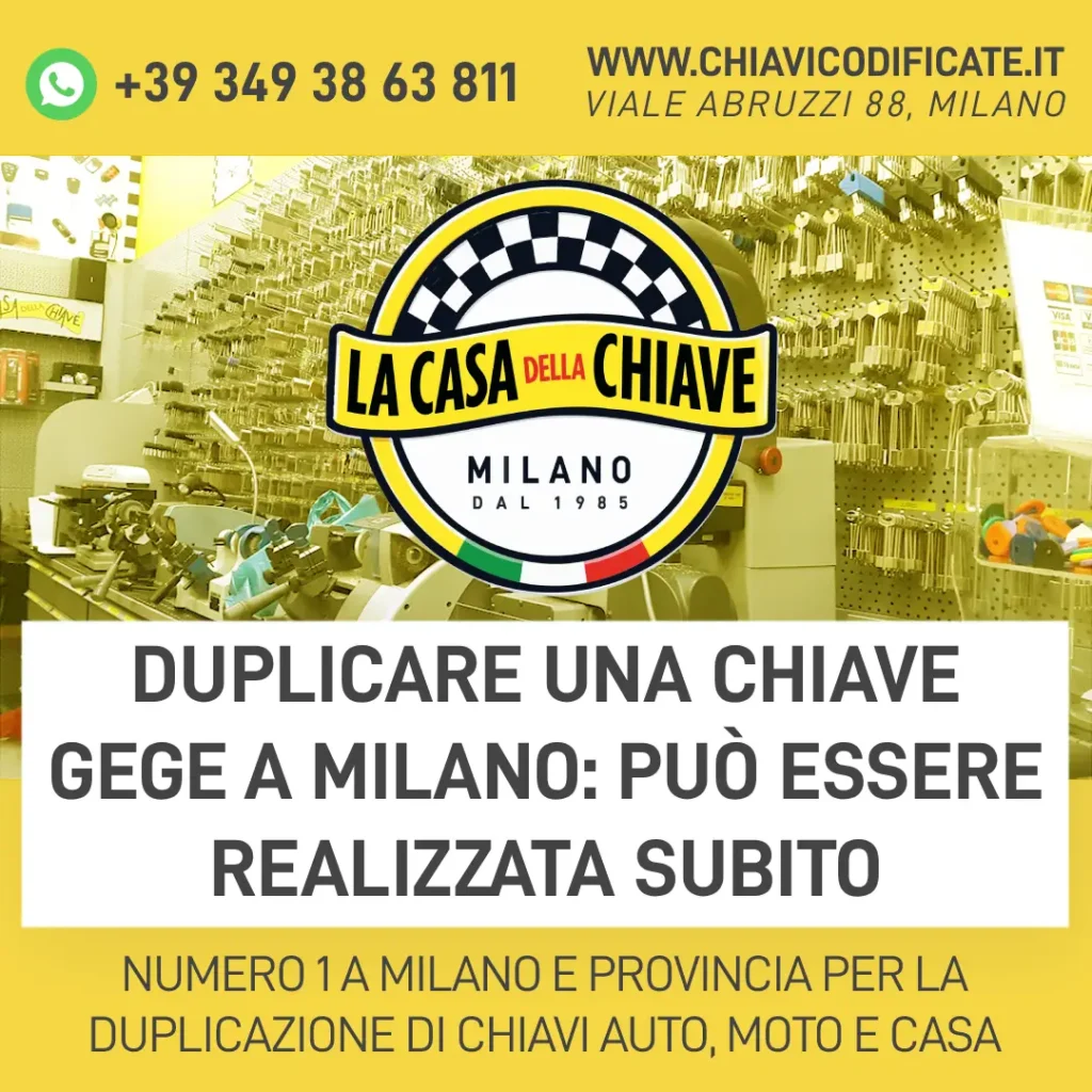 Duplicare una chiave GeGe a Milano: può essere realizzata subito