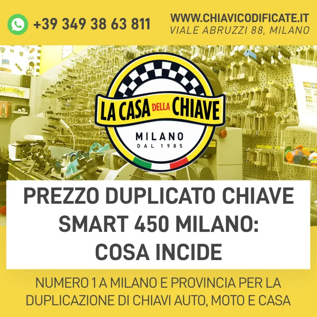 Prezzo duplicato chiave Smart 450 Milano: cosa incide