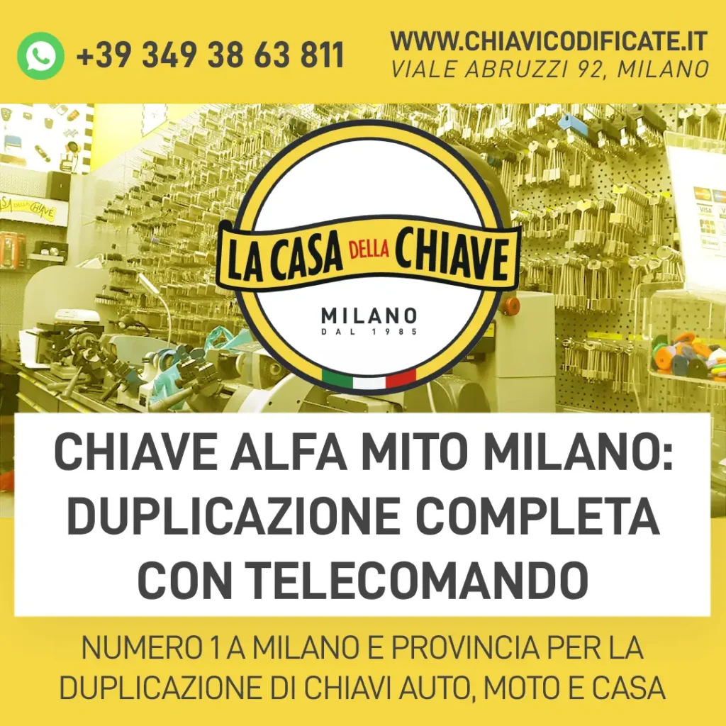 Chiave Alfa MiTo Milano: Duplicazione Completa con Telecomando