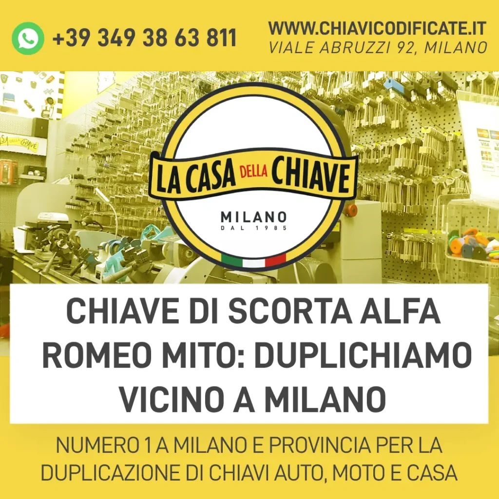 Chiave di Scorta Alfa Romeo Mito: Duplichiamo Vicino a Milano