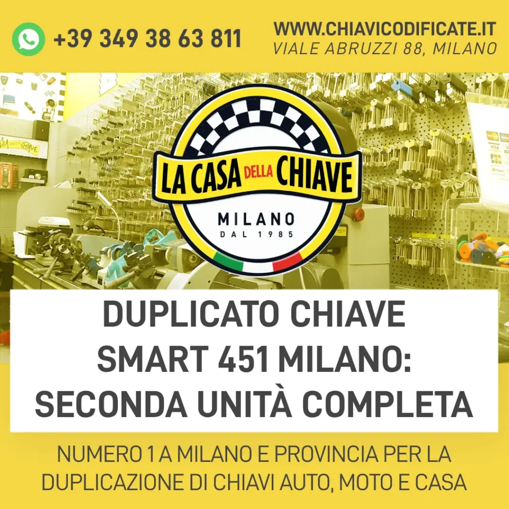 Duplicato chiave Smart 451 Milano: seconda unità completa