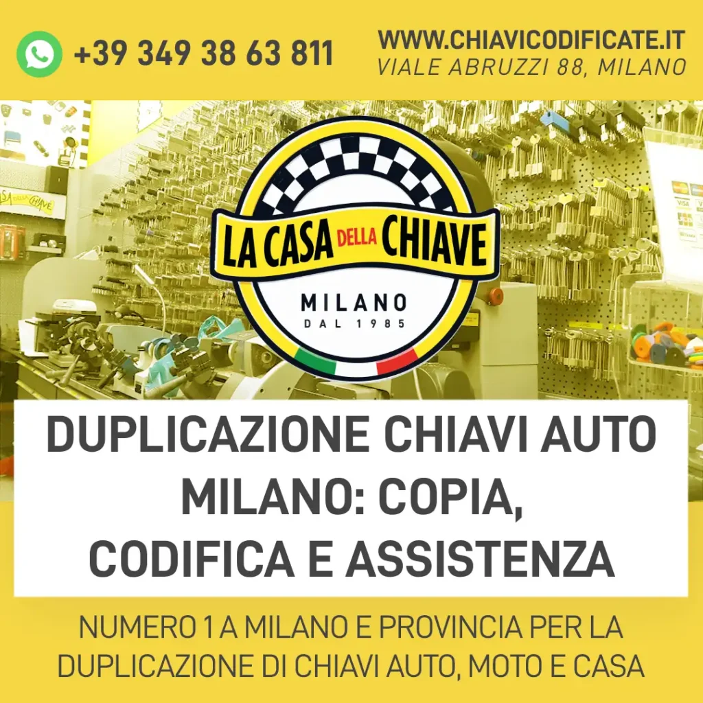 Duplicazione chiavi auto Milano: copia, codifica e assistenza