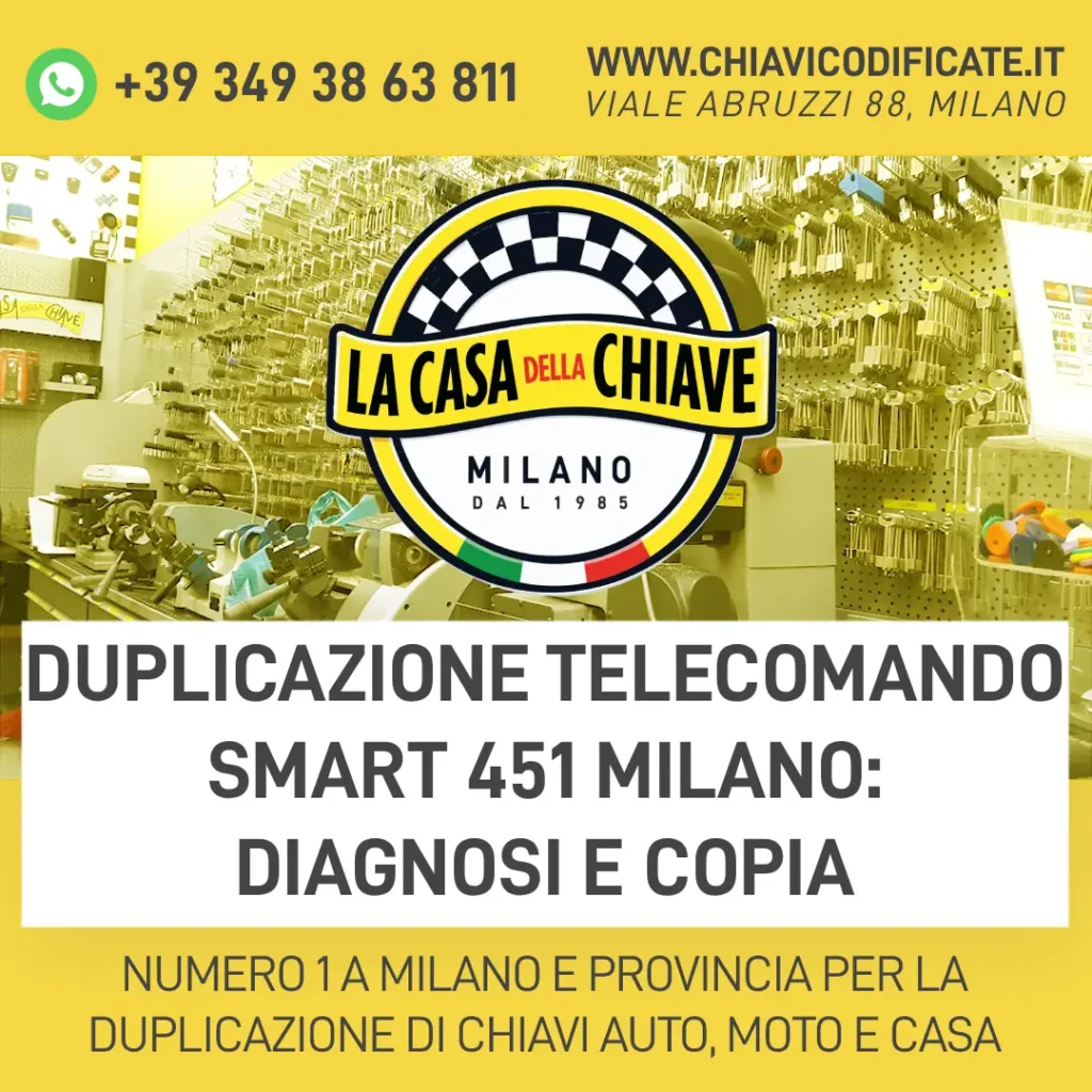 Duplicazione telecomando Smart 451 Milano: diagnosi e copia