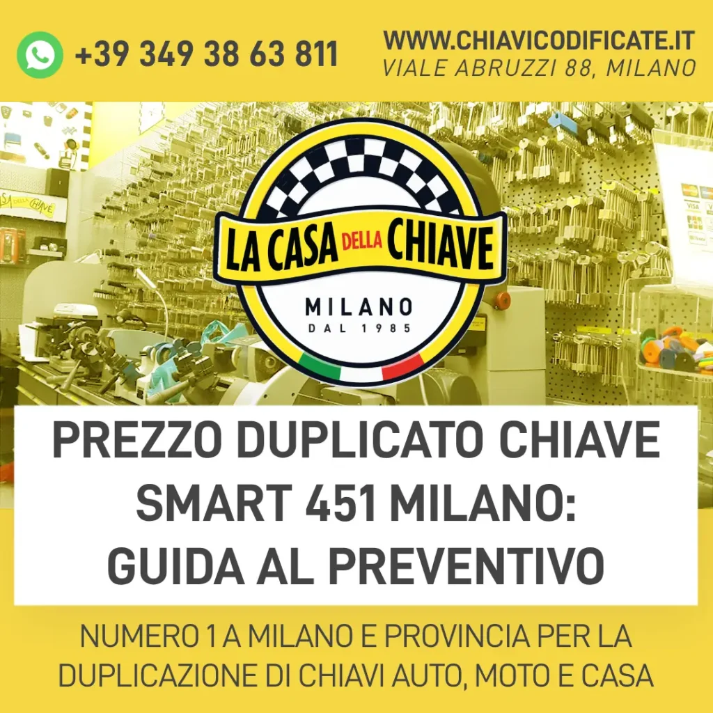 Prezzo duplicato chiave Smart 451 Milano: guida al preventivo