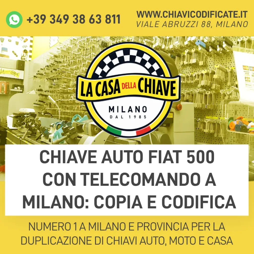 Chiave Auto Fiat 500 con Telecomando a Milano: Copia e Codifica
