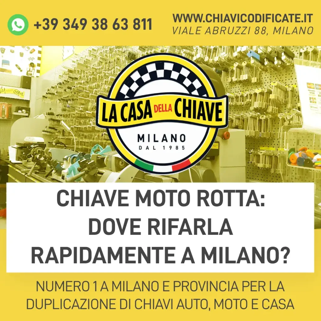 Chiave moto rotta: dove rifarla rapidamente a Milano?