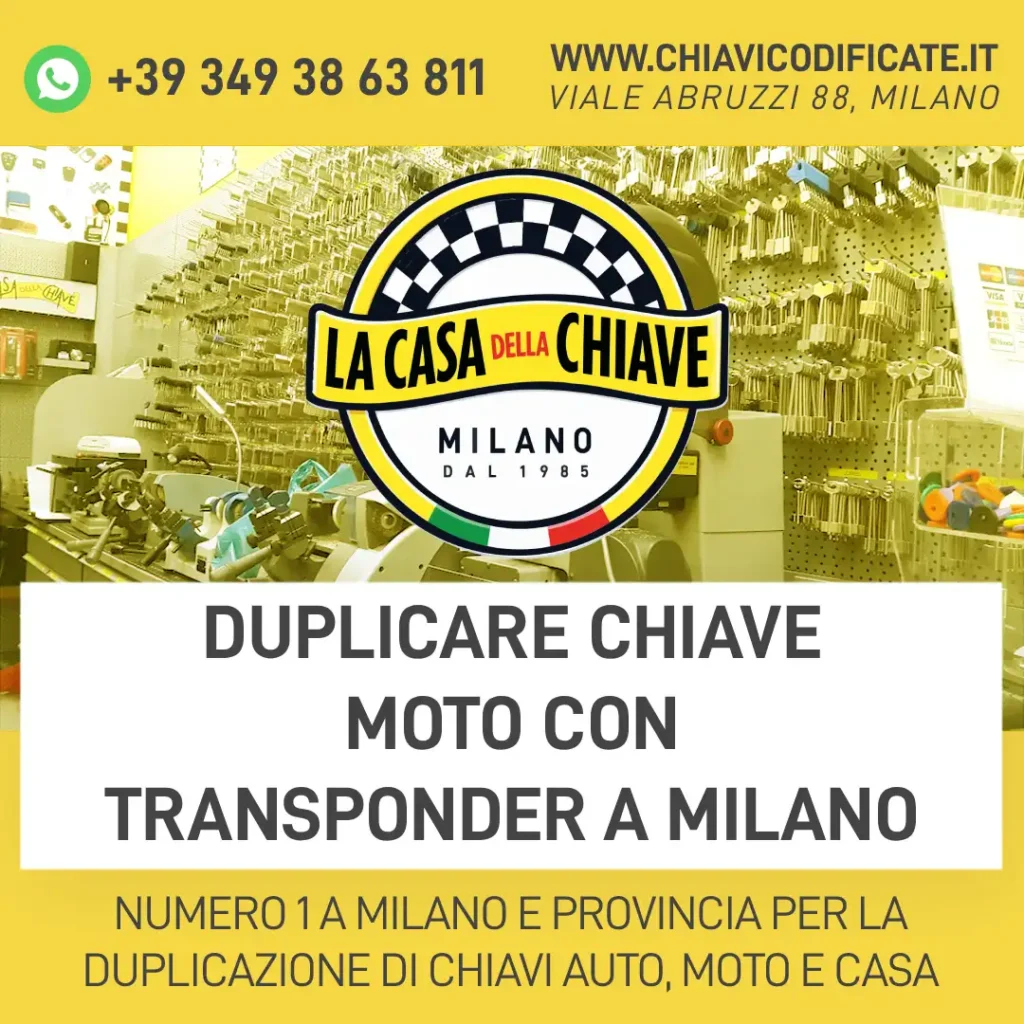 Duplicare chiave moto con transponder a Milano
