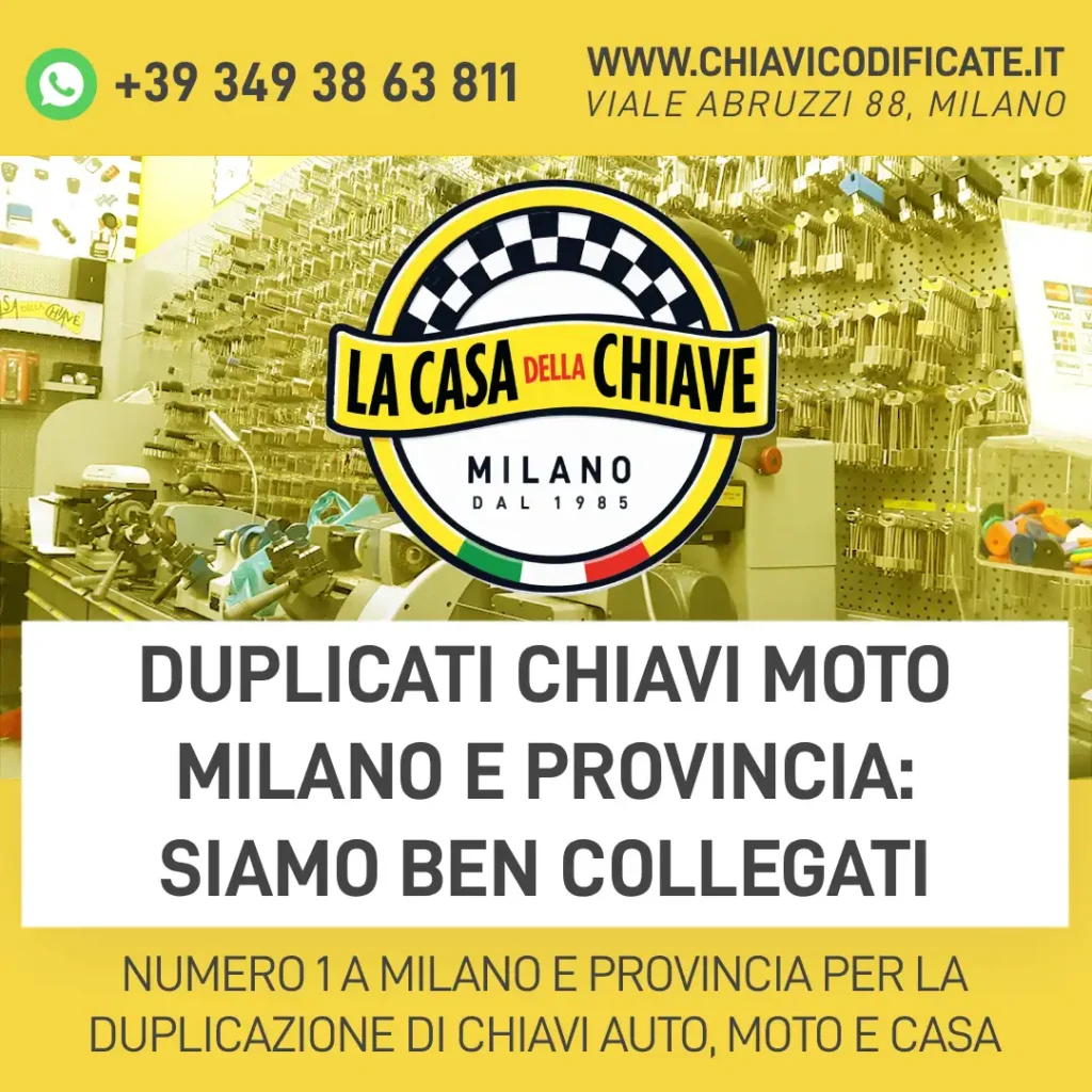 Duplicati chiavi moto Milano e provincia: siamo ben collegati