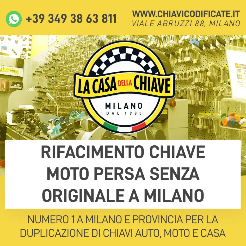 Rifacimento chiave moto persa senza originale a Milano